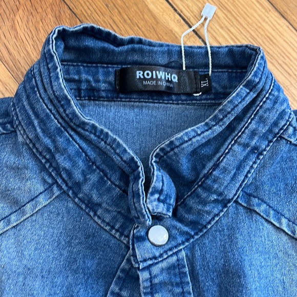 ROIWHQ Men’s Denim Chambray Snap Shirt XL - Picture 5 of 6